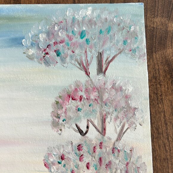 Vtg 1985 Original Oil Painting On Canvas Board Set of 3 Seasons Artist Signed - Picture 4 of 16